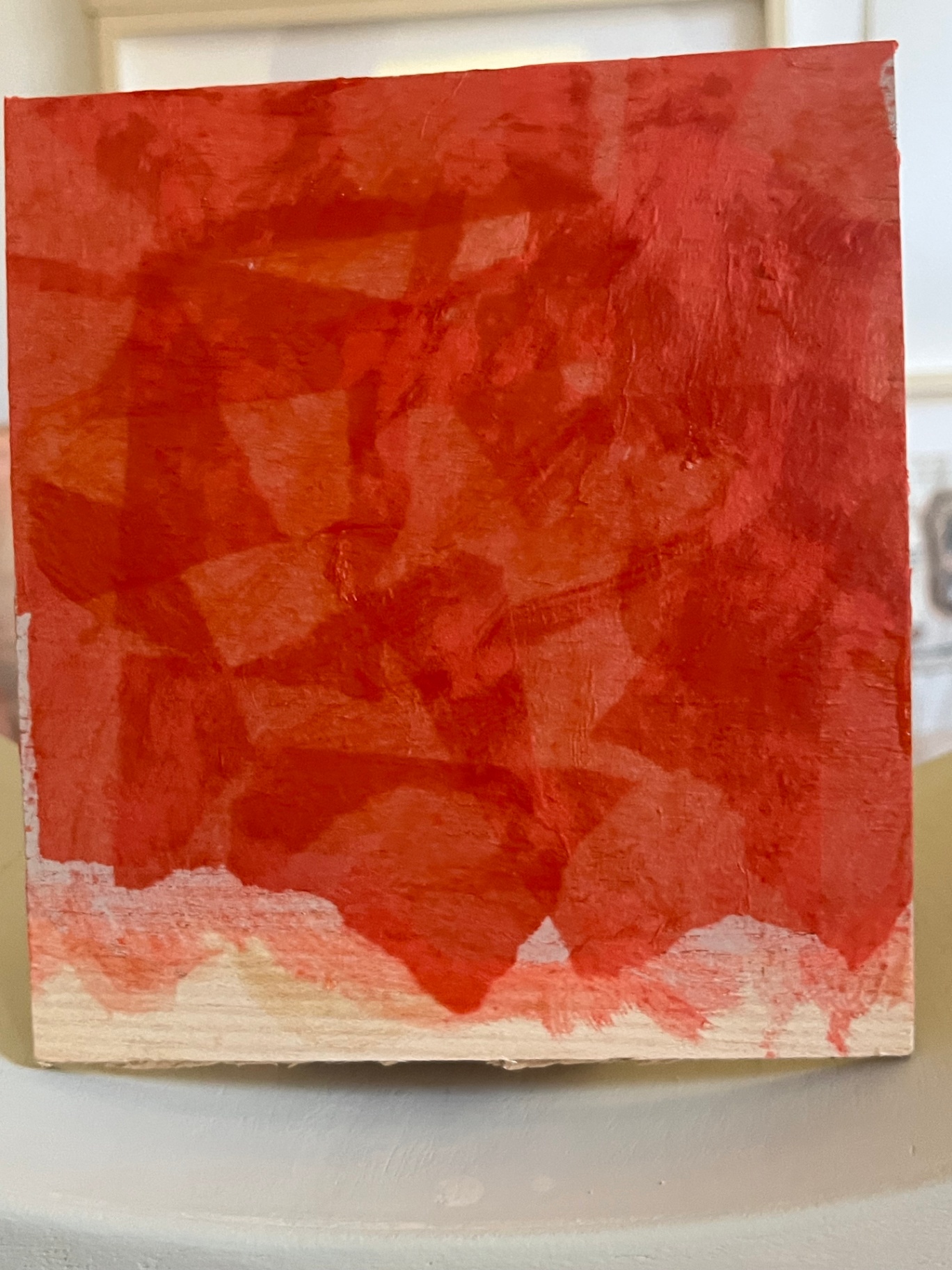 Red paint test on a small concept panel