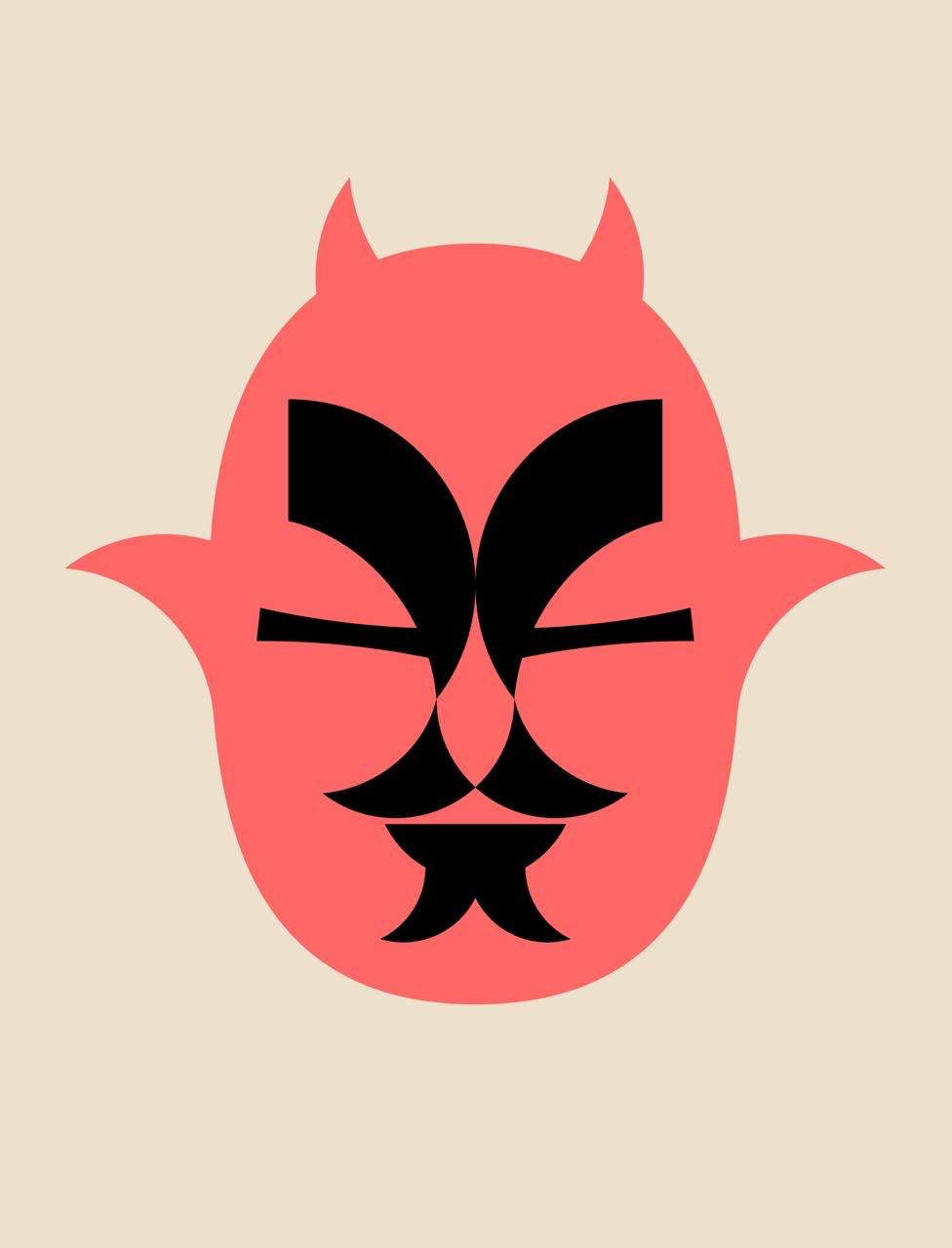 Dimoni IV — red mask with black markings