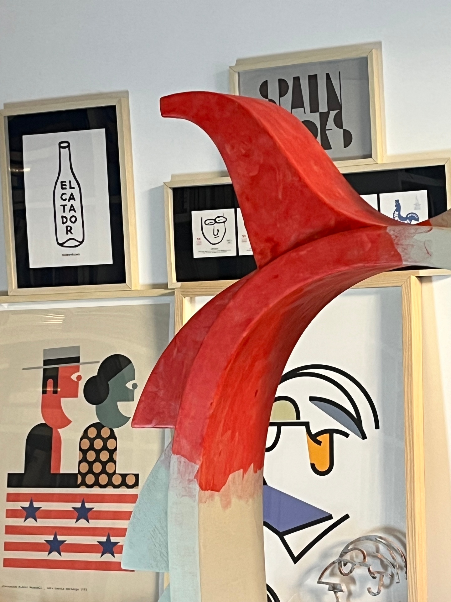 Early concepting sculpture detail with red painted horn form